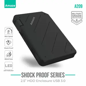 Amaze A209 Shock Proof 2.5" USB 3.0 HDD Case - Black