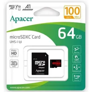 Apacer 64GB microSDHC/SDXC UHS-I Memory Card with Adapter - U1 V10 A1