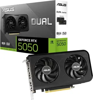 ASUS Dual GeForce RTX 5050 8GB GDDR6 Graphics Card, PCIe 5.0, 8GB GDDR6, DLSS 4, HDMI 2.1b, DisplayPort 2.1b, 2-Slot, Axial-tech Fan Design, 0dB Technology, Dual BIOS