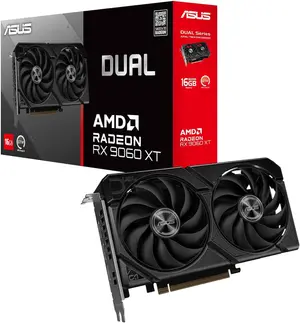 ASUS Dual AMD Radeon™ RX 9060 XT 16GB GDDR6 Graphics Card, (PCIe 5.0, HDMI 2.1b, DisplayPort 2.1a, 2.5-Slot Design, Axial-tech Fan Design, 0dB Technology)