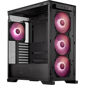ASUS TUF Gaming GT302 ARGB ATX Mid-Tower PC Case, 4x140mm ARGB Fans, Interchangeable Tempered Glass or Mesh Side Panels - Black