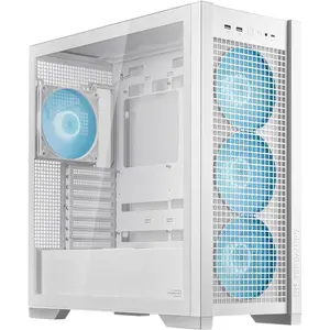 ASUS TUF Gaming GT302 ARGB ATX Mid-Tower PC Case, 4x140mm ARGB Fans, Interchangeable Tempered Glass or Mesh Side Panels - White