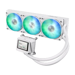 ASUS MAX Gaming LC 360 ARGB LCD White Edition 360mm Liquid CPU Cooler | 360mm Aluminum Radiator, Pre-Installed & Daisy-Chainable ARGB Fans, Copper Micro-Channel Cold Plate, 2.4" Full Color IPS LCD - White