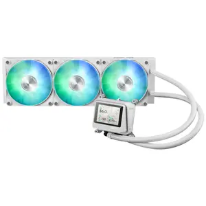 ASUS MAX Gaming LC 360 ARGB LCD White Edition 360mm Liquid CPU Cooler | 360mm Aluminum Radiator, Pre-Installed & Daisy-Chainable ARGB Fans, Copper Micro-Channel Cold Plate, 2.4" Full Color IPS LCD - White