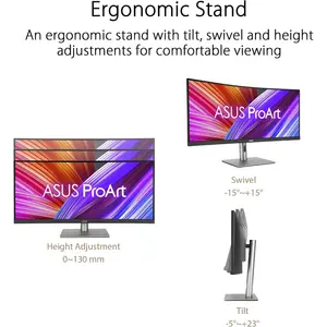 ASUS ProArt Display PA34VCNV 34" IPS UWQHD Curved Professional Monitor – 3800R Curvature, 100% sRGB / Rec.709, Color Accuracy ΔE < 2, USB-C Docking PD 96W, RJ45, Ergonomic Stand