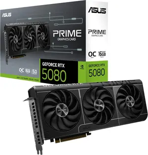 ASUS PRIME GeForce RTX 5080 OC Edition 16GB GDDR7 Graphics Card, PCIe® 5.0, 16GB GDDR7, HDMI®/DP 2.1, 2.5-Slot, Axial-tech Fans, Vapor Chamber, Dual BIOS