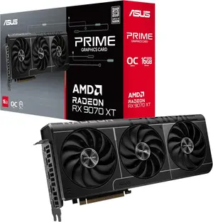 ASUS Prime Radeon™ RX 9070 XT OC Edition Graphics Card, PCIe 5.0, HDMI/DP 2.1, 2.5-Slot Design, Axial-Tech Fans, Dual Ball Fan Bearings, Dual BIOS, ASUS GPU Guard