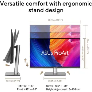 ASUS ProArt Display PA278QGV Gen2  27" IPS QHD 120Hz Professional Monitor – 95% DCI-P3, 100% sRGB, Color Accuracy ΔE < 2, Calman Verified, HDR-10, Light Sync, Ergonomic Stand