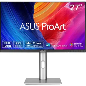 ASUS ProArt Display PA278QGV Gen2  27" IPS QHD 120Hz Professional Monitor – 95% DCI-P3, 100% sRGB, Color Accuracy ΔE < 2, Calman Verified, HDR-10, Light Sync, Ergonomic Stand