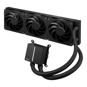 ASUS ProArt LC 360 AIO CPU Liquid Cooler | Illuminated System Status Meter, Three Matte Black Alphacool Apex Stealth Metal Power Fans, High Performance up to 3000 RPM, Low Noise, Daisy-Chain Installation - Black