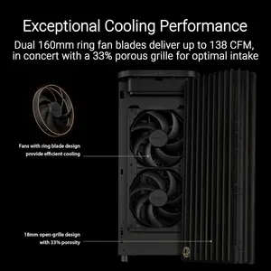 ASUS ProArt PA401 Wood Edition Tempered Glass Panel ATX Mid-Tower PC Case, Pre-Installed Two 160mm Ring Fans, USB 20Gbps Type-C Port