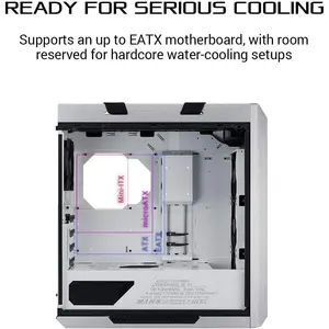 ASUS ROG Strix Helios GX601 RGB E-ATX Mid-Tower Gaming PC Case, 4x140mm Pre-Installed Fans - White Edition