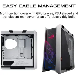 ASUS ROG Strix Helios GX601 RGB E-ATX Mid-Tower Gaming PC Case, 4x140mm Pre-Installed Fans - White Edition