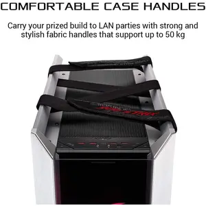 ASUS ROG Strix Helios GX601 RGB E-ATX Mid-Tower Gaming PC Case, 4x140mm Pre-Installed Fans - White Edition