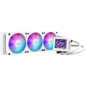 ASUS ROG Ryujin III ARGB Extreme 360mm White Edition Liquid CPU Cooler | 360mm Aluminium Radiator, Asetek Gen8 V2 Pump, Magnetic ARGB Fans, 3.5" 640x480 LCD, VRM Fan - White