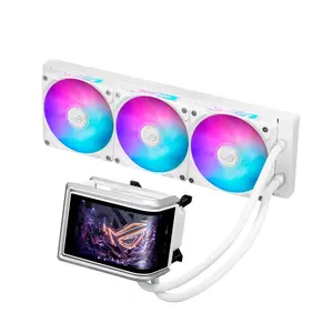 ASUS ROG Ryuo IV ARGB 360mm Gaming Liquid CPU Cooler | 360mm Aluminum Radiator, Curved 6.67" AMOLED Display, Asetek Gen8 V2 Pump, Daisy-Chained ARGB Fans - White