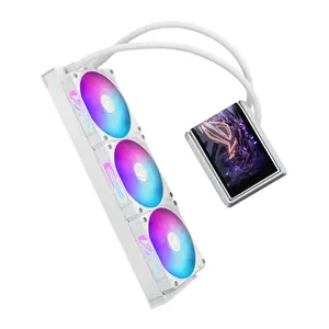 ASUS ROG Ryuo IV ARGB 360mm Gaming Liquid CPU Cooler | 360mm Aluminum Radiator, Curved 6.67" AMOLED Display, Asetek Gen8 V2 Pump, Daisy-Chained ARGB Fans - White