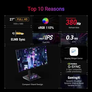 Asus ROG Strix XG279CNS Gaming Monitor — 27" FHD, IPS Panel, 380Hz (OC) Refresh Rate, 0.3ms GTG, ELMB Sync, USB Type-C, DisplayHDR™ 400