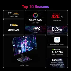 Asus ROG Strix XG27ACMS Gaming Monitor – 27" 2K 1440p Resolution, 320Hz (OC) Refresh Rate, 0.3ms Response Time, Fast IPS, ELMB Sync, USB Type-C, G-Sync Compatible, Tripod Socket, HDR