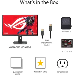 Asus ROG Strix XG27ACMS Gaming Monitor – 27" 2K 1440p Resolution, 320Hz (OC) Refresh Rate, 0.3ms Response Time, Fast IPS, ELMB Sync, USB Type-C, G-Sync Compatible, Tripod Socket, HDR
