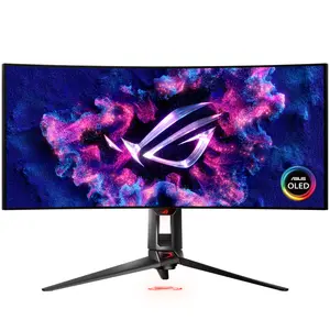 Asus ROG Swift OLED PG34WCDM 34-Inch UWQHD 240Hz Curved Gaming Monitor ― 800R Curved OLED Panel, 0.03 ms (GTG) Response Time, 99% DCI-P3 Gamut, G-SYNC® Compatible, ROG Smart KVM, 90 W Type-C