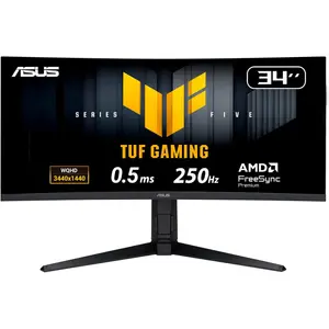 Asus TUF Gaming VG34WQML5A 34" WQHD VA 250Hz Gaming Monitor ― 0.5ms, AMD FreeSync™ Premium, Extreme Low Motion Blur, VESA DisplayHDR™ 400, 95% DCI-P3
