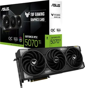 ASUS TUF GeForce RTX 5070 Ti 16GB GDDR7 OC Edition Graphics Card, NVIDIA, Desktop, PCIe® 5.0, HDMI®/DP 2.1, 3.125-Slot, Military-Grade Components, Protective PCB Coating, Axial-tech Fans