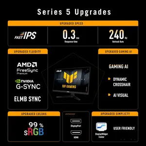ASUS TUF Gaming VG259QM5A Gaming Monitor – 24.5" FHD Fast IPS Panel, 240Hz Refresh Rate, 0.3ms Response Time, ELMB SYNC, G-SYNC® & AMD FreeSync™ Premium Compatible, 99% sRGB - Black