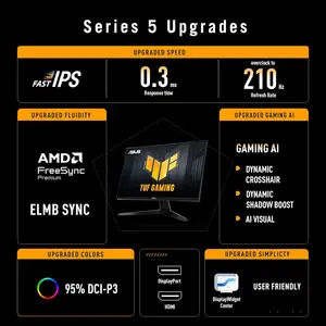 Asus TUF Gaming VG27AQ5A Gaming Monitor – 27-inch, QHD, 210Hz(OC), Fast IPS, ELMB SYNC, 0.3ms GTG, Stereo speaker