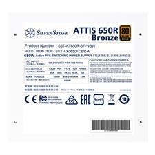 SilverStone Attis 650R Bronze 650W 80 PLUS Bronze ATX 3.1 Power Supply - White