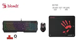Bloody B1700 NEON Gaming Desktop Keyboard, Mouse & MousePad Combo - Black