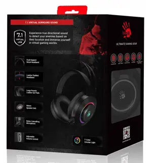 Bloody G521 Virtual 7.1 Surround Sound RGB Gaming Headset - Black
