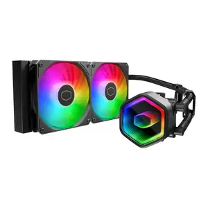 Cooler Master MasterLiquid Core II 240 AIO Liquid CPU Cooler, Infinity Mirror ARGB, Dual-Chamber Pump, 2x Low-Noise ARGB PWM Fans - Black