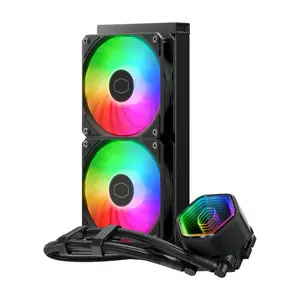 Cooler Master MasterLiquid Core II 240 AIO Liquid CPU Cooler, Infinity Mirror ARGB, Dual-Chamber Pump, 2x Low-Noise ARGB PWM Fans - Black