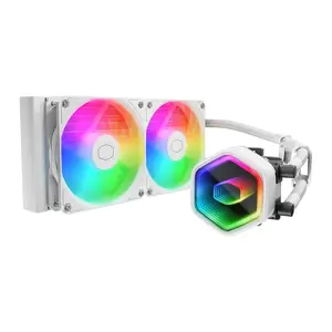 Cooler Master MasterLiquid Core II 240 AIO Liquid CPU Cooler, Infinity Mirror ARGB, Dual-Chamber Pump, 2x Low-Noise ARGB PWM Fans - White