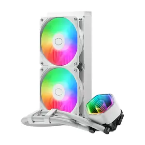Cooler Master MasterLiquid Core II 240 AIO Liquid CPU Cooler, Infinity Mirror ARGB, Dual-Chamber Pump, 2x Low-Noise ARGB PWM Fans - White