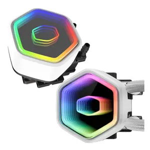 Cooler Master MasterLiquid Core II 240 AIO Liquid CPU Cooler, Infinity Mirror ARGB, Dual-Chamber Pump, 2x Low-Noise ARGB PWM Fans - White