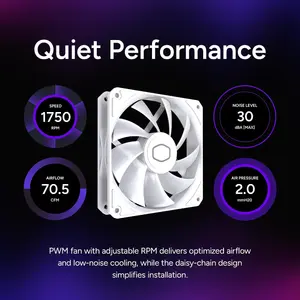 Cooler Master MasterLiquid Core II 240 AIO Liquid CPU Cooler, Infinity Mirror ARGB, Dual-Chamber Pump, 2x Low-Noise ARGB PWM Fans - White