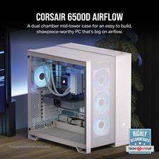 Corsair 6500D AIRFLOW Mid-Tower Dual Chamber PC Case - White