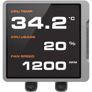 Cougar Poseidon Vistek Pro ARGB CPU Liquid Cooler, 3.95" 720x720 IPS TFT LCD Screen, Unity Single-Frame PWM Fans, Up to 2500 RPM Fan Speed - Black