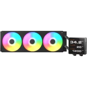 Cougar Poseidon Vistek Pro ARGB CPU Liquid Cooler, 3.95" 720x720 IPS TFT LCD Screen, Unity Single-Frame PWM Fans, Up to 2500 RPM Fan Speed - Black