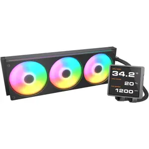 Cougar Poseidon Vistek Pro ARGB CPU Liquid Cooler, 3.95" 720x720 IPS TFT LCD Screen, Unity Single-Frame PWM Fans, Up to 2500 RPM Fan Speed - Black