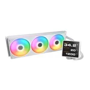 Cougar Poseidon Vistek Pro ARGB CPU Liquid Cooler, 3.95" 720x720 IPS TFT LCD Screen, Unity Single-Frame PWM Fans, Up to 2500 RPM Fan Speed - White