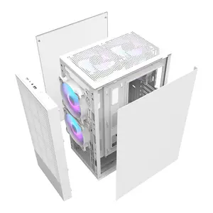 DarkFlash A290 ATX Gaming PC Case, 3x ARGB Fans Included - White
