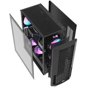 DarkFlash DF2100 Tempered Glass E-ATX Gaming PC Case, 4x ARGB Fans Included – Black