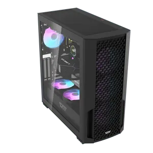 DarkFlash DF2100 Tempered Glass E-ATX Gaming PC Case, 4x ARGB Fans Included – Black