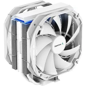 DeepCool AS500 PLUS Single Tower CPU Cooler, 5 Heat Pipe Design, 2x 140mm TF140S PWM Fans, 500~1200 RPM Speed, ARGB LED - White