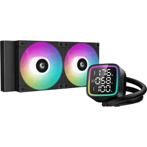 DeepCool LD240 Digital 240mm ARGB AIO Liquid Cooler, Multiline LED Digital Display, Real-Time CPU Status, 2x 120mm FD12 ARGB Fans, 2400 RPM Fan Speed - Black