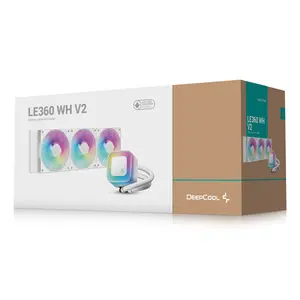 DeepCool LE360 WH V2 360mm ARGB AIO Liquid Cooler, Hydro Bearing, 2100 RPM Fan Speed - White