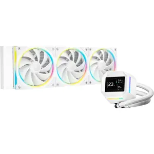 DeepCool LM360 WH 360mm ARGB Liquid CPU Cooler, 2.4" IPS Display, Gen 6 Pump, 3x 120mm FL12 SE ARGB Fans, 2400 RPM Fan Speed - White